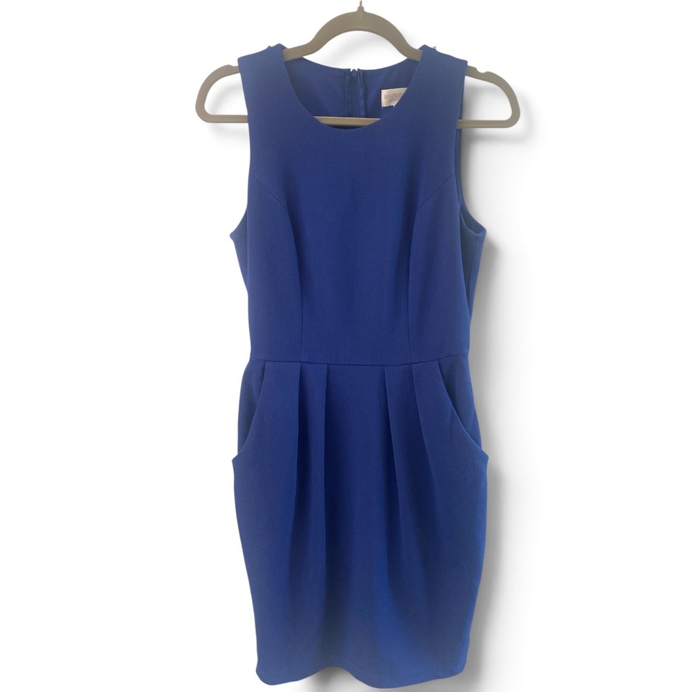 Bisou Bisou Michele Bohbot Royal Blue Sleeveless Pleated Pocket Sheath Dress 4